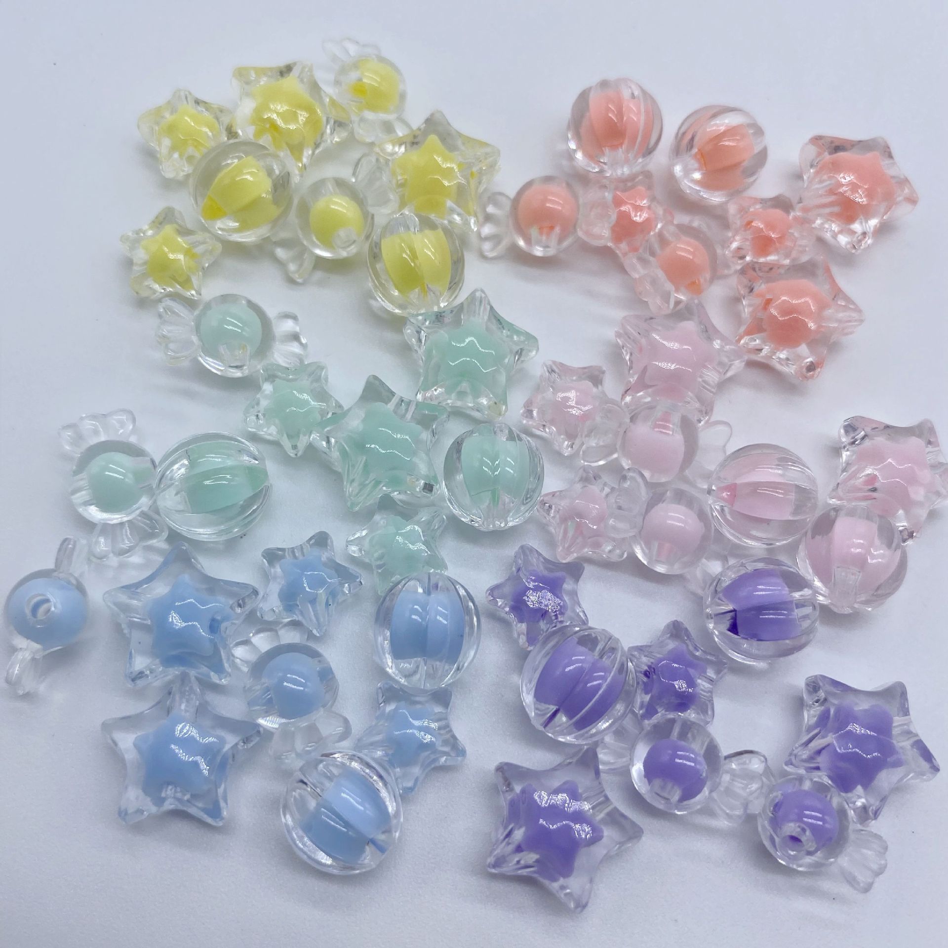 Factory direct sales of acrylic versatile T-shaped transparent pearl beads, diy five-pointed star pumpkin beads to make children's headbands