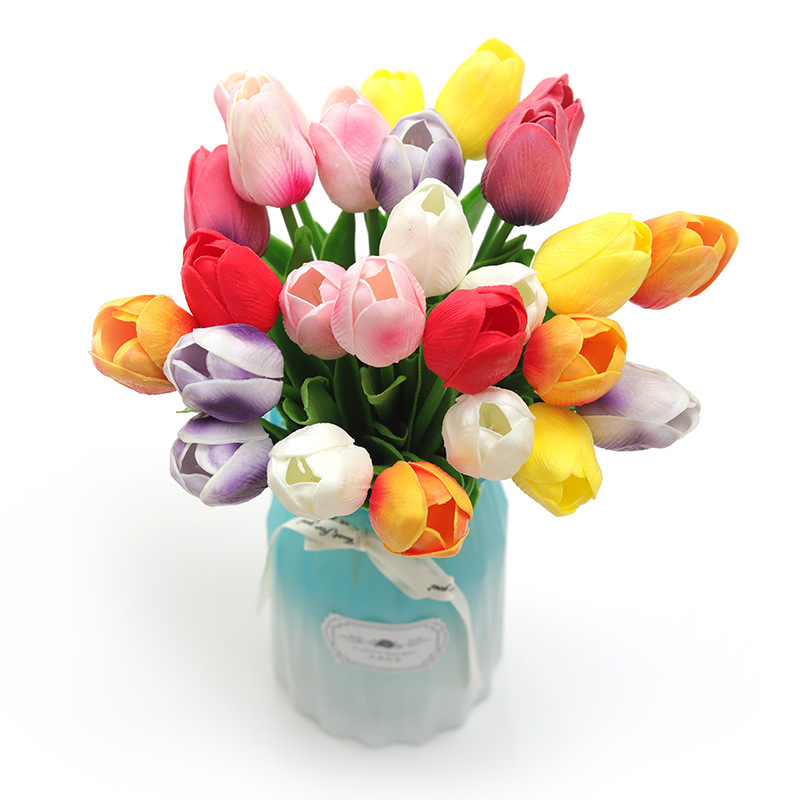 Emulación PU mini tulipán emulación flores flores falsas al por mayor comercio exterior transfronterizo boda flores de seda decoración del hogar flores Item Picture