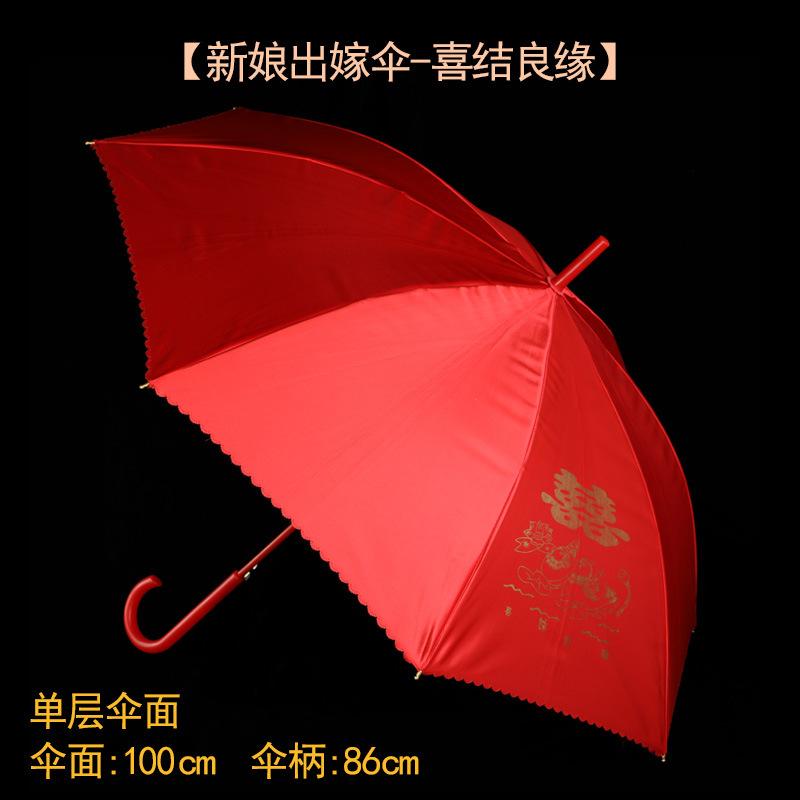 新款出嫁新娘伞中国风婚嫁喜庆出门伞结婚大红色陪嫁喜伞婚庆用品详情图11