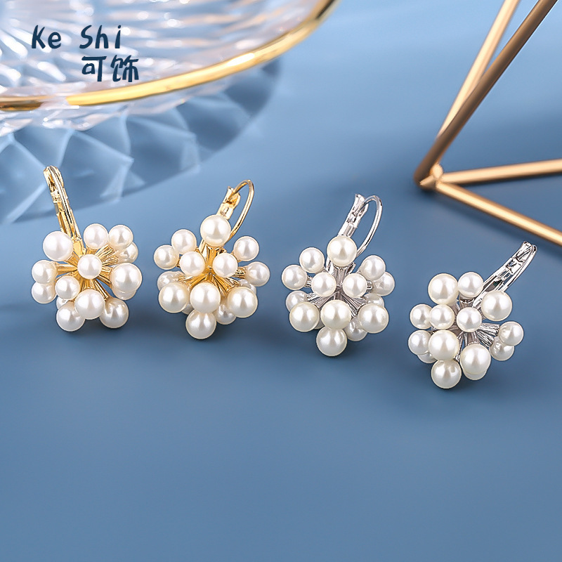 New 925 silver needle stud earrings, Korean fashion trendsetter style pearl earrings, versatile earrings for women, Korean version wholesale