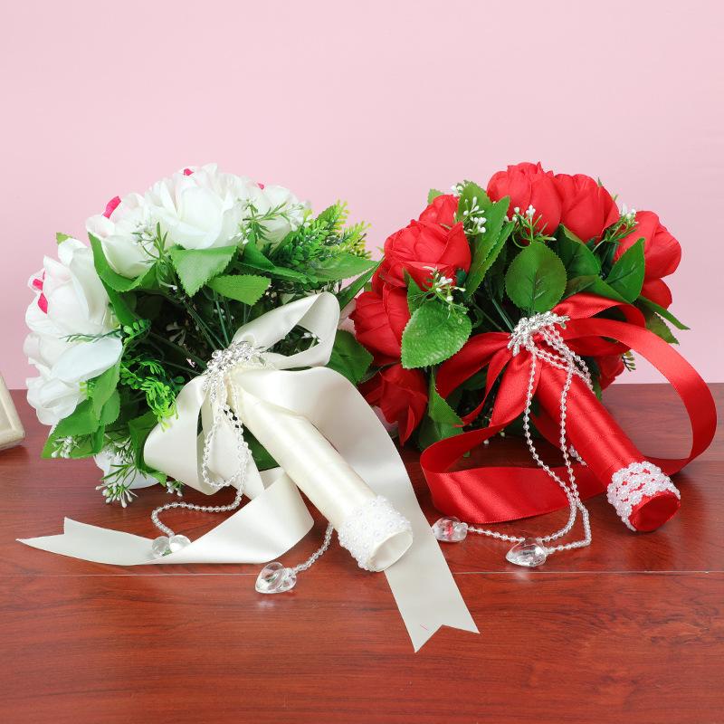 New cross-border Western-style wedding products, wedding simulation rose hand bouquets, creative home decorations, wedding supplies wholesale Specification image