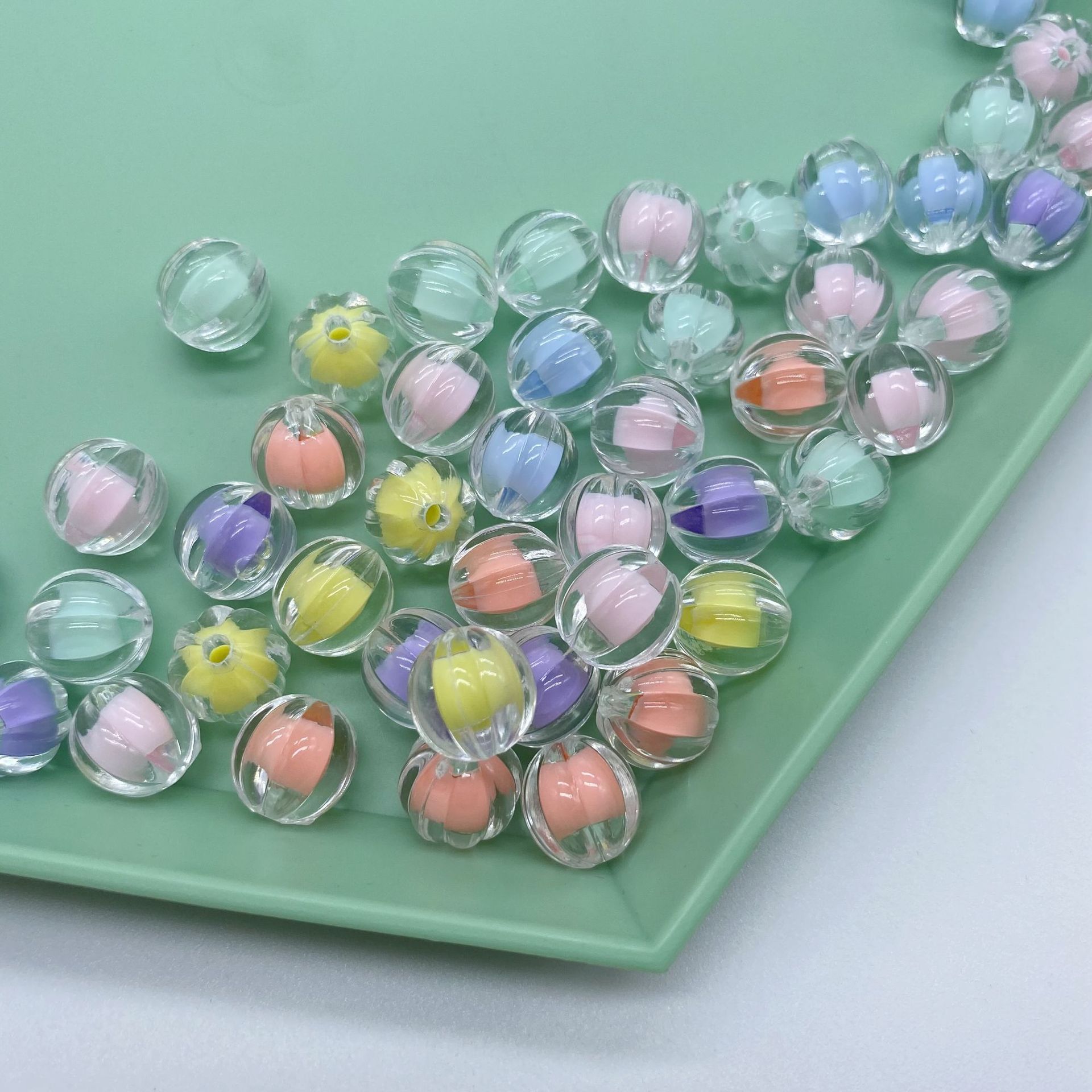 Factory direct sales of acrylic versatile T-shaped transparent pearl beads, diy five-pointed star pumpkin beads to make children's headbands Specification image