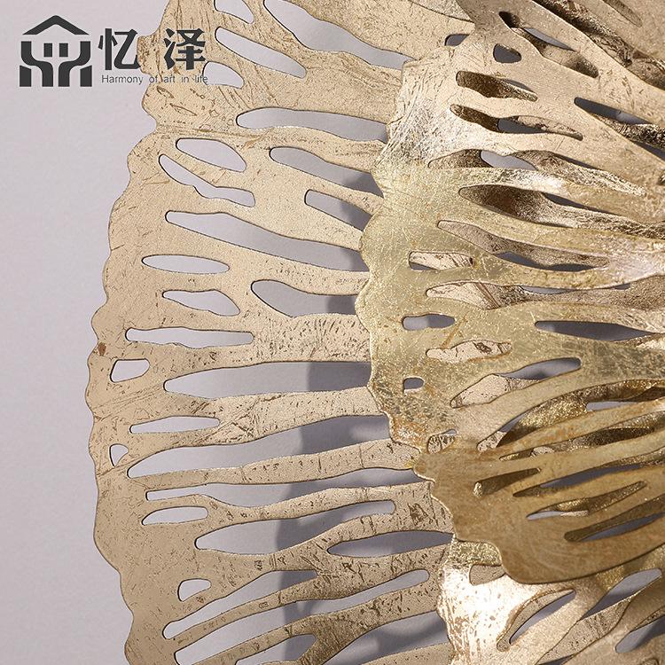 新中式立体牡丹花铁艺墙面装饰 厂家直销现代金属软装背景墙挂件白底实物图