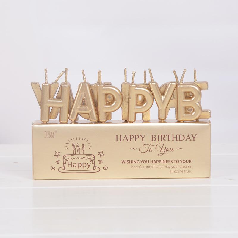 节日用品蛋糕蜡烛土豪金字母蜡烛happybirthday派对蛋糕装饰 生日蜡烛批发详情图8
