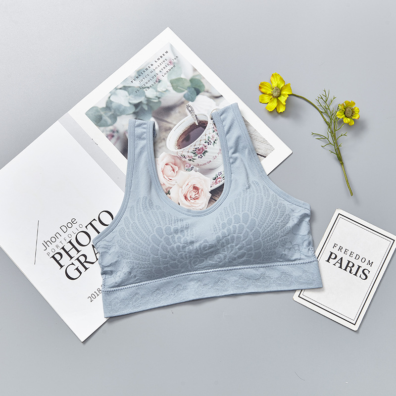 New seamless, wire-free cotton lining sleep gathering yoga lace beauty back vest sports bra for women undefined