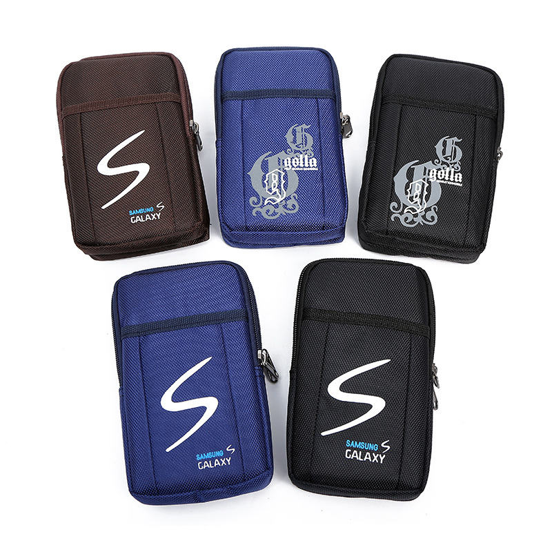 Foreign Trade Hot Mobile Phone Fanny Pack Oxford Cloth Waterproof Leisure Vertical Bag Can Be Inserted Belt Portable Logo Wholesale