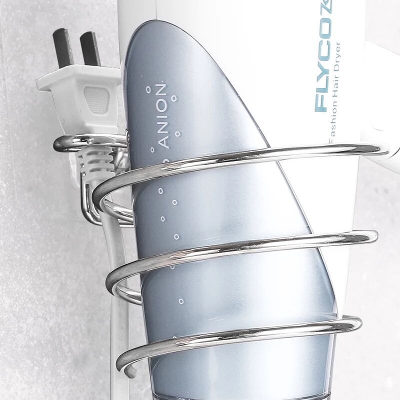 Seamless stainless steel small hair dryer stand, no need for drilling, wall-mounted hair dryer stand, household nail-free strong adhesive, bathroom details Picture