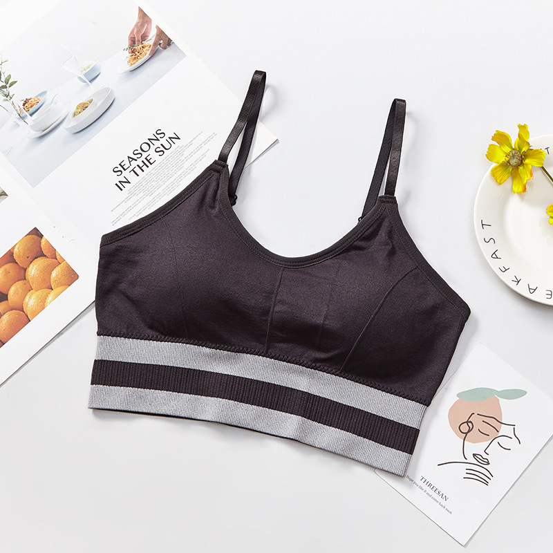 New seamless mid-length beauty back-wrapped chest thread sports anti-glare underwear women's vest adjustable shoulder strap bra undefined