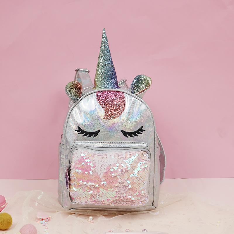 Nueva mujer laser sirena lentejuelas mochila Unicorn unicorn mochila escolar niños mochila undefined