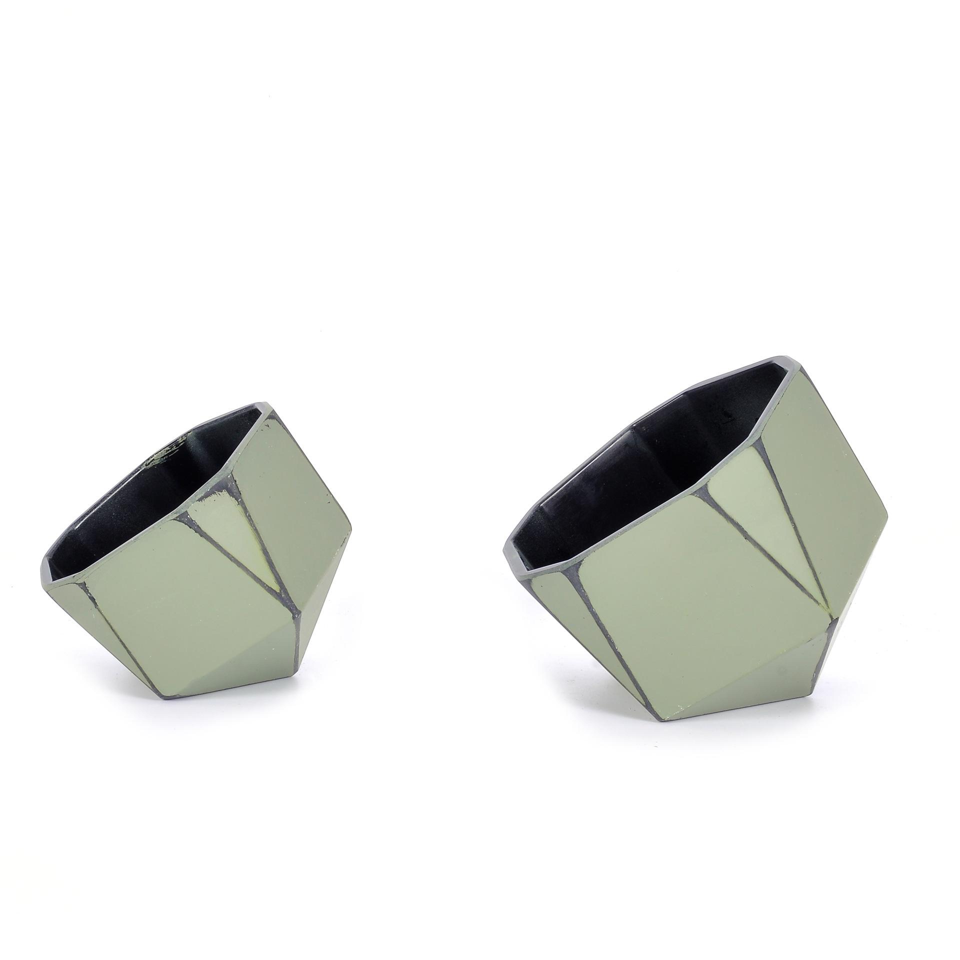 Factory direct imitation old effect oblique pentagon flowerpot imitation old retro plastic imitation porcelain succulent plant flowerpot thumbnail