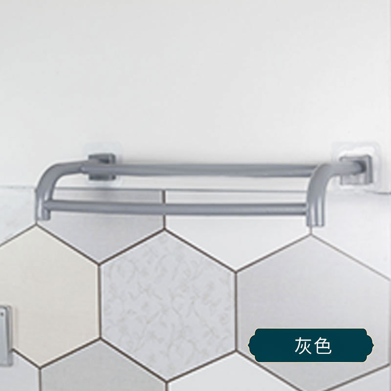 Seamless factory direct sales of widened double-pole towel racks, simple and nail-free towel racks, and bathroom bath towel racks without holes details Picture
