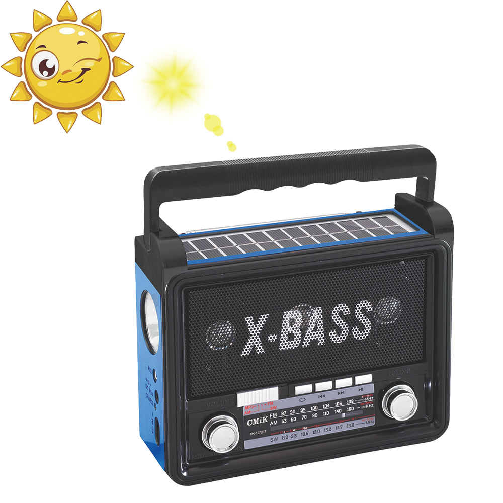 Solar-charged LED light radio, retro Bluetooth speaker, multi-band portable card semiconductor for the elderly