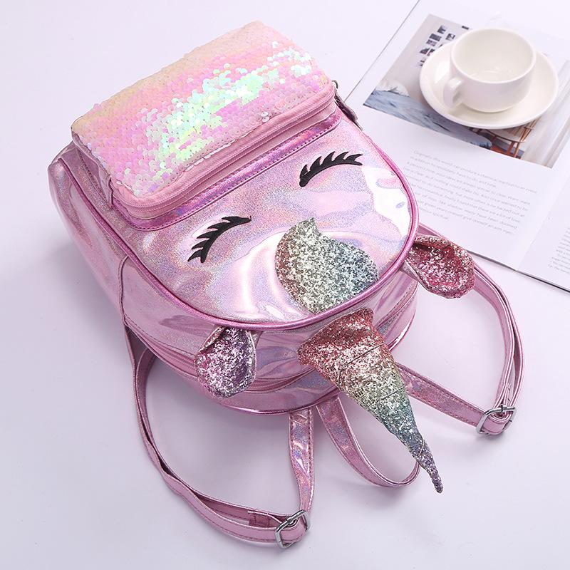Nueva mujer laser sirena lentejuelas mochila Unicorn unicorn mochila escolar niños mochila Specification image