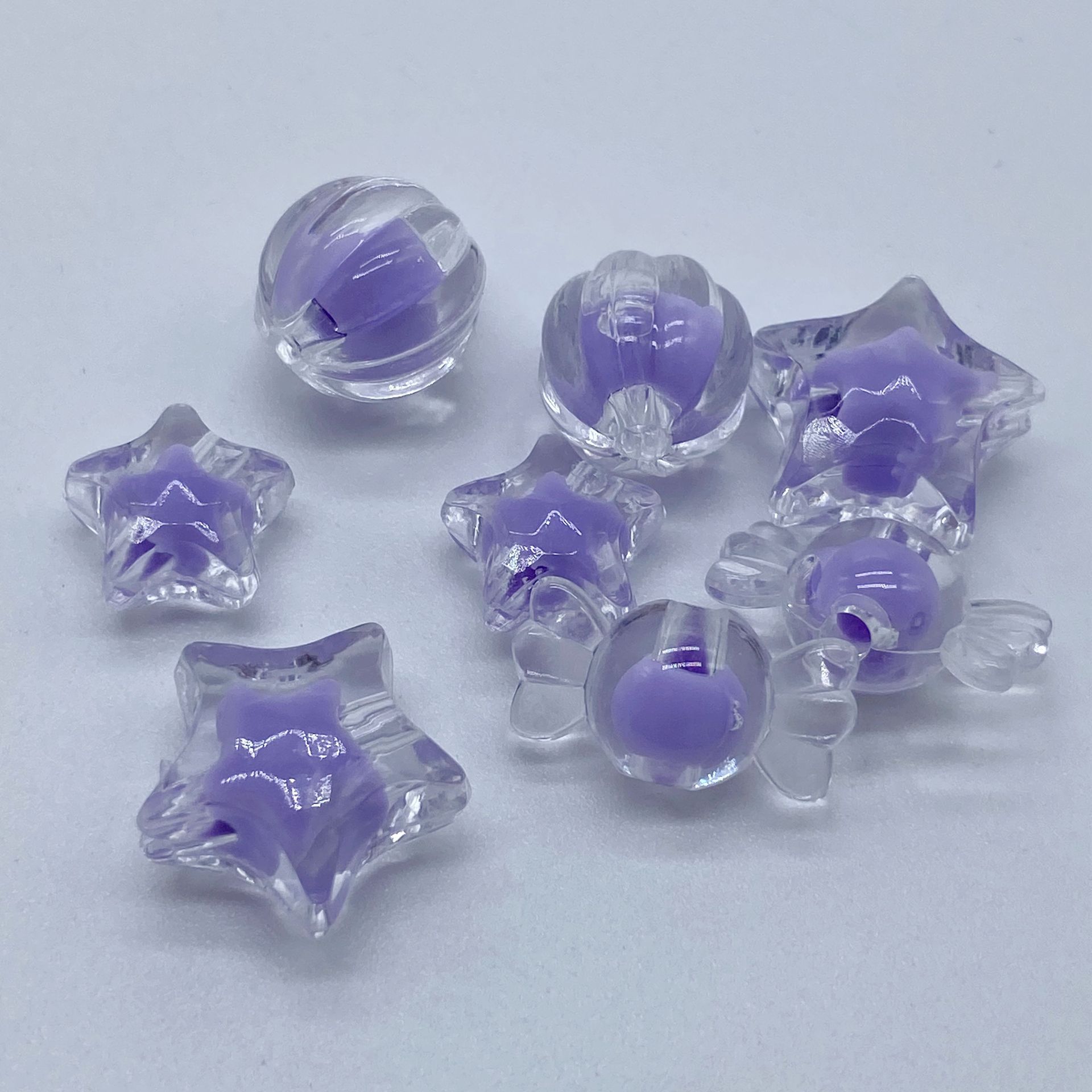 Factory direct sales of acrylic versatile T-shaped transparent pearl beads, diy five-pointed star pumpkin beads to make children's headbands undefined