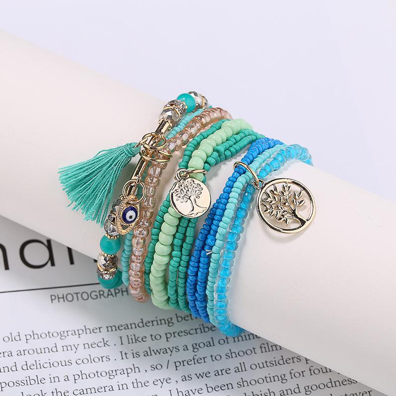 Aliexpress Taobao Bohemian ethnic style bracelet ornaments colorful rice beads multi-layer bracelet hand string one piece replacement hair thumbnail