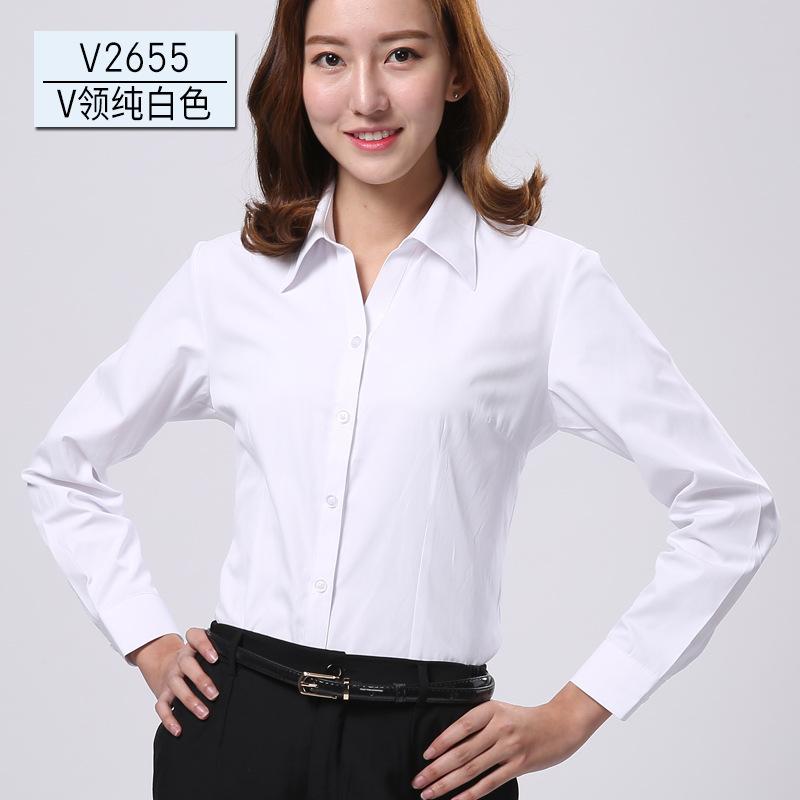 2020年秋季新款女装衬衫女长袖韩版时尚潮流修身白色职业装