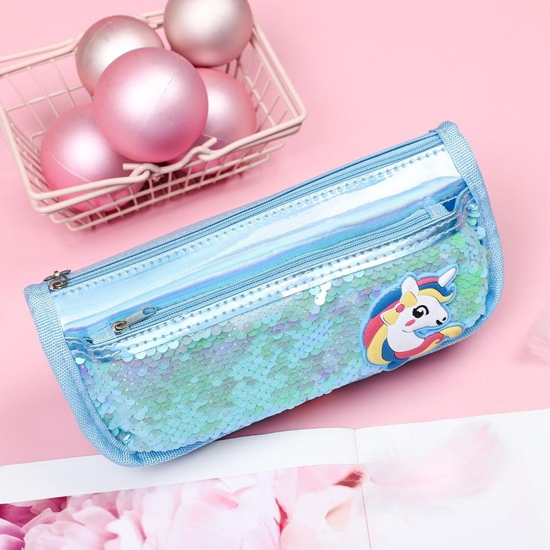 Korean minimalist canvas unicorn pencil case, a girl's fresh and portable large-capacity stationery bag, student pencil case undefined