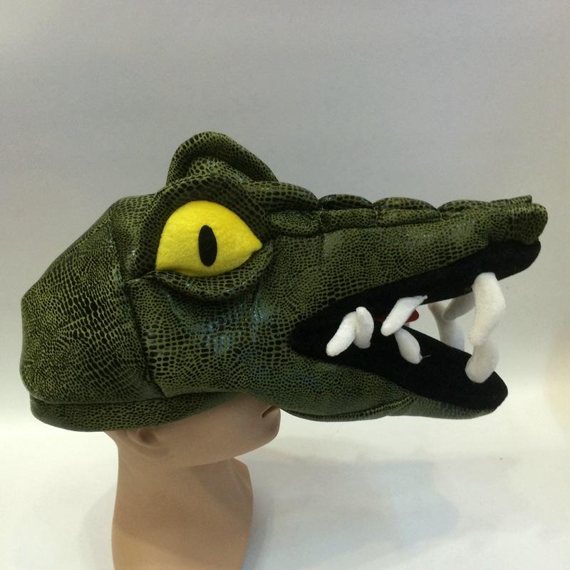 Qianfang Festival Wig hat, dark green big crocodile head hat, Forest Party performance Festival Hat 6545