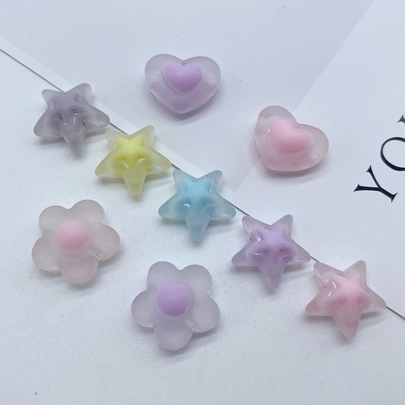 简约清新通孔磨砂蛋黄珠 diy儿童发饰制作橡皮筋配饰亚克力饰品详情图8