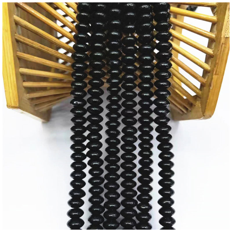 Wholesale of 3*6-4*8MM black crystal glass loose bead spacers, bead jewelry for abacus discs, direct sales from the manufacturer Item Picture