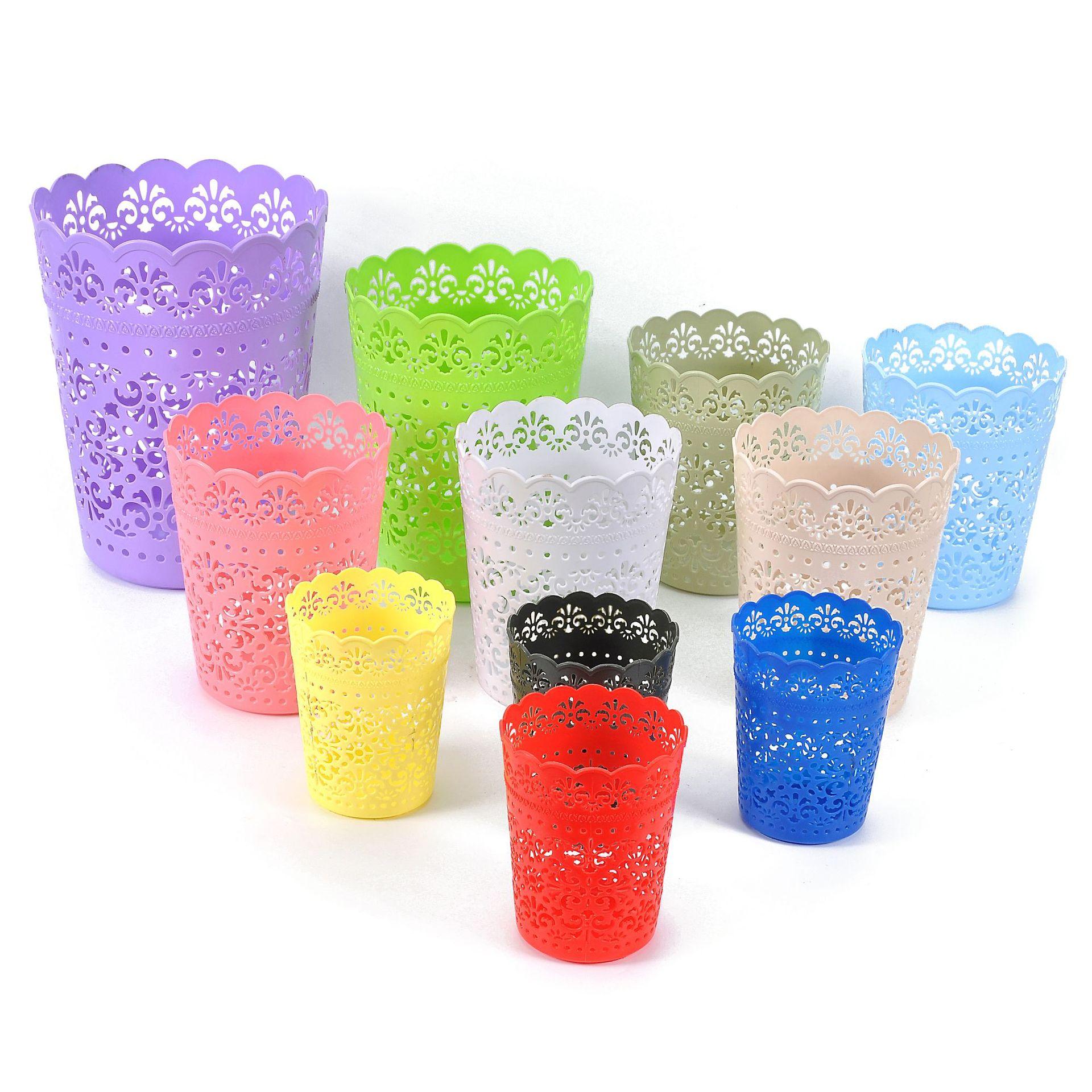 清仓大甩卖爆款2511系列花孔镂空纸篓 蕾丝皇冠花盆 塑料花盆图