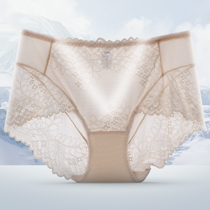 Sexy lace lace breathable and seamless women's briefs, semi-transparent mid-waist women's underwear manufacturer wholesale undefined