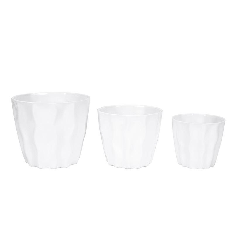 厂家供应3尺寸Y32系列树皮纹圆形仿瓷花盆 仿真盆景用盆