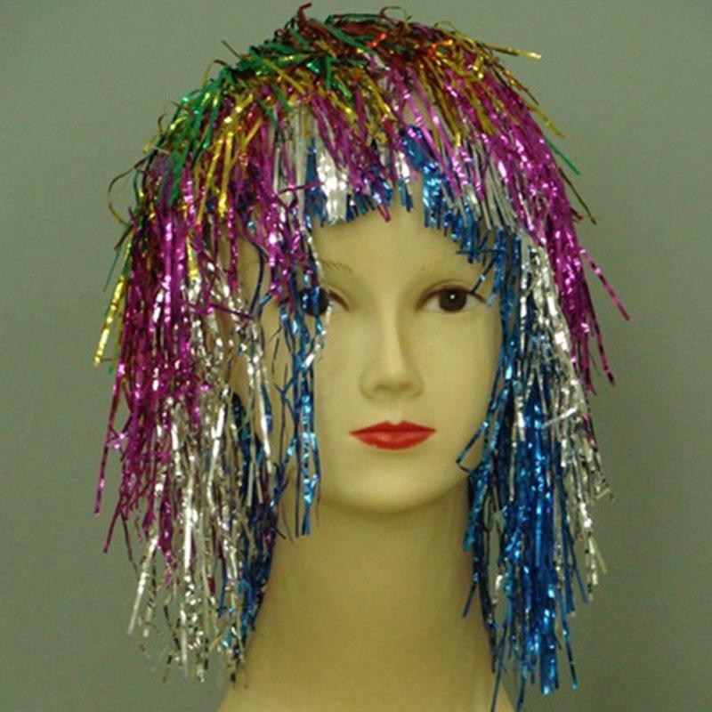 Qianfang Festival Hat Wig, Rain Thread Cheerleading Team Cheering Wig, Head Cover, Colorful Cheap cos Wig, Festival Products 1434 Specification image