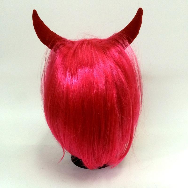 halloween Ox horn student short wig monochrome BOBO halloween wigs Export wig hair details Picture