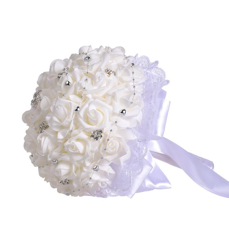 Wedding products: Western-style creative hand-held bouquets, white artificial roses, bride's wedding hand-held bouquets, wedding supplies Item Picture