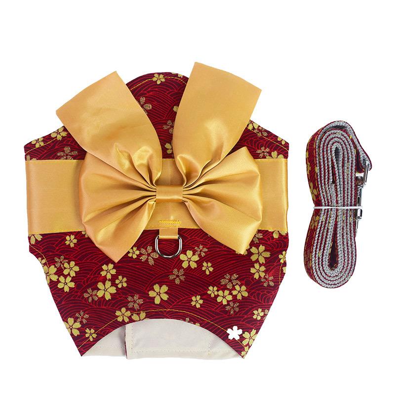 Japanese bow bow dog chest strap cross-border new dog clothes walking cat leash leash for cats Item Picture