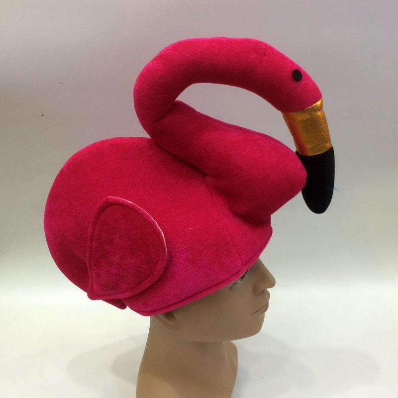 Yiwu Qianfang Festival Wig Hats, Flamingo Hats, Swan and Bird Hats Manufacturer, various export animal festival hats 2555