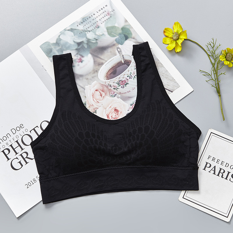 New seamless, wire-free cotton lining sleep gathering yoga lace beauty back vest sports bra for women undefined