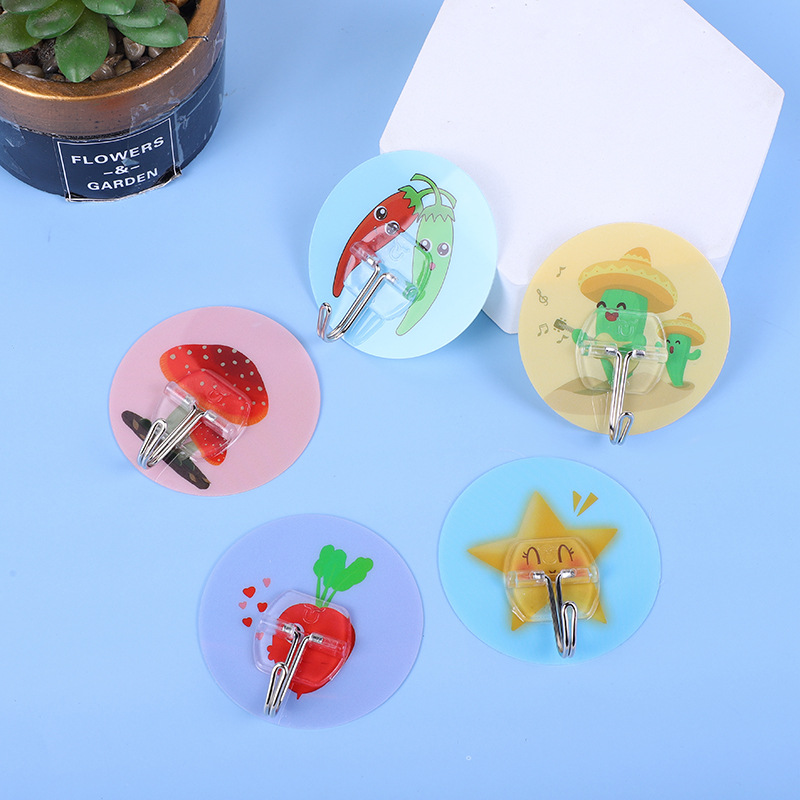Factory direct sales: 6.5 cm removable rubber pattern hook, washable and reusable without deformation, strong adhesive hook details Picture