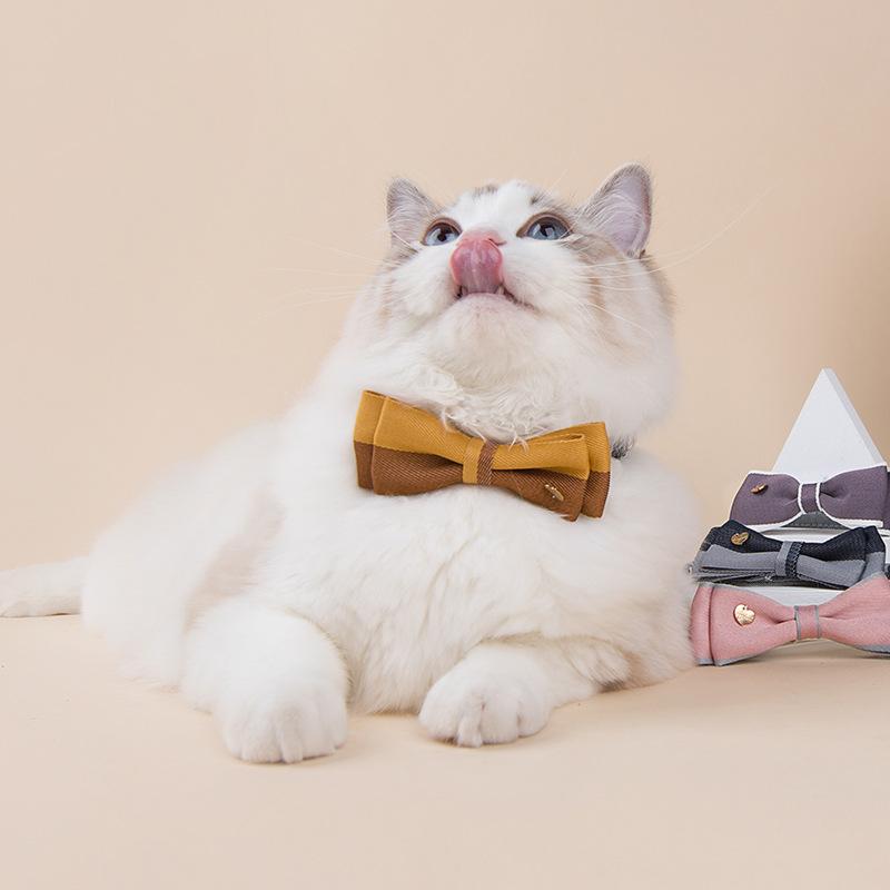 Wholesale of adjustable butterfly bow ties for cats, two-color combination, cute dog collars and dog neck rings, one-piece consignment Specification image