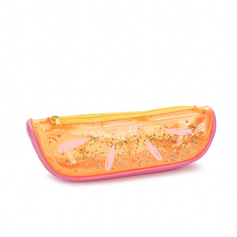 Korean version rainbow Fruit flowing sand student pencil case, iridescent summer new storage box, children and girls' storage pencil case Item Picture
