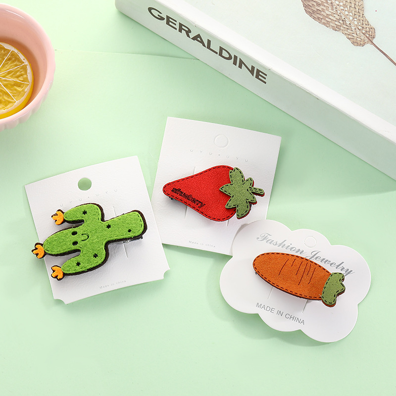 Factory direct supply of Korean version simple, fashionable and cute fruit hair clips, eco-friendly resin children's straight clips, BB clips wholesale undefined
