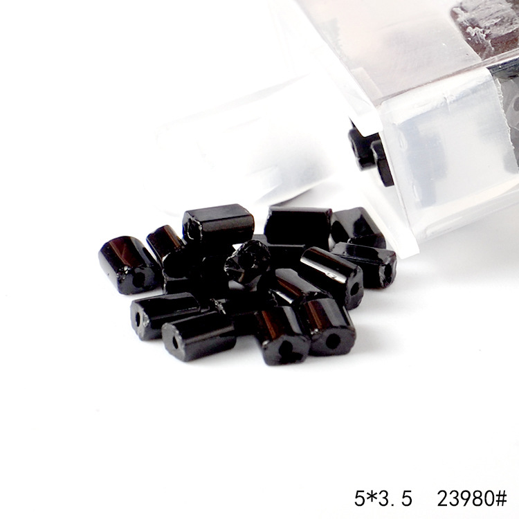 PRECIOA Czech imported glass rice beads Black square beads handmade DIY jewelry accessories materials loose beads 10g bottle