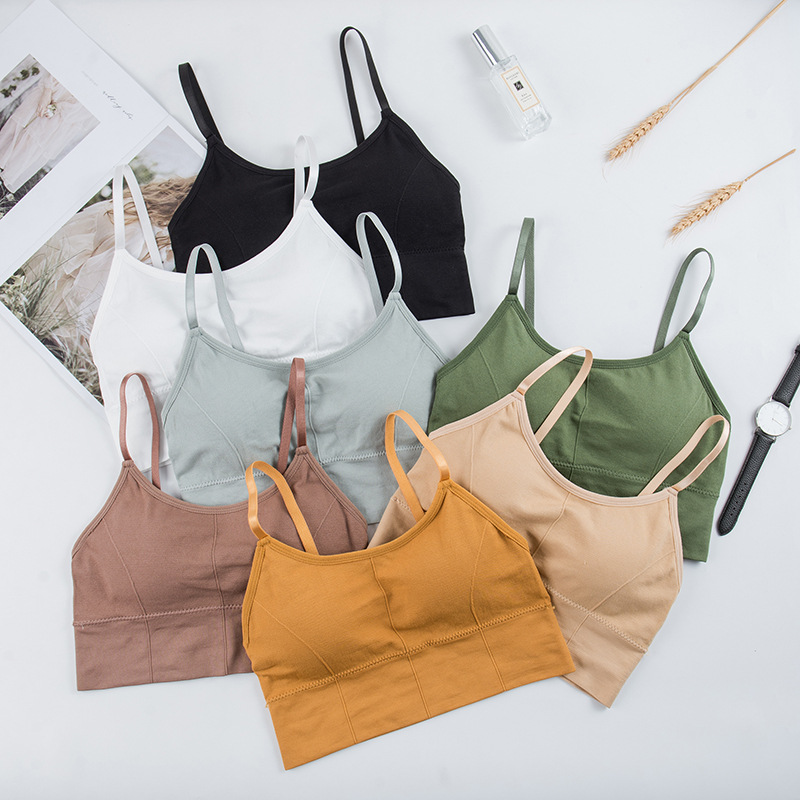 The new adjustable strappy bottom sports vest for girls is a backless and beautiful bra with a screw-around chest