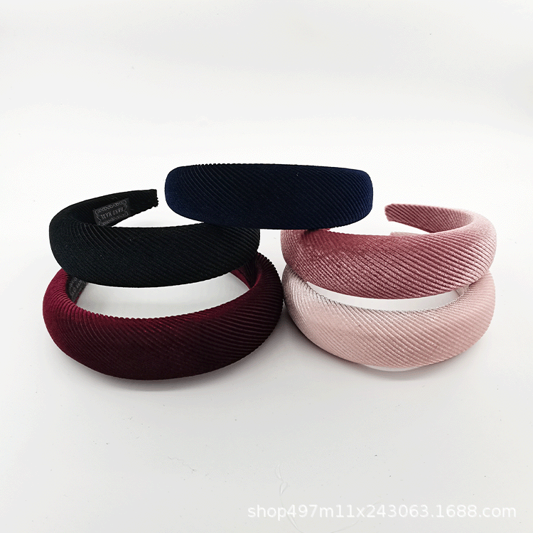 Europe And The United States Fashion 1.5Cm Thick Sponge Headband High-End Wide Edge Korean Velvet Twill Reed Hair Accessories Manufacturers Direct Sales