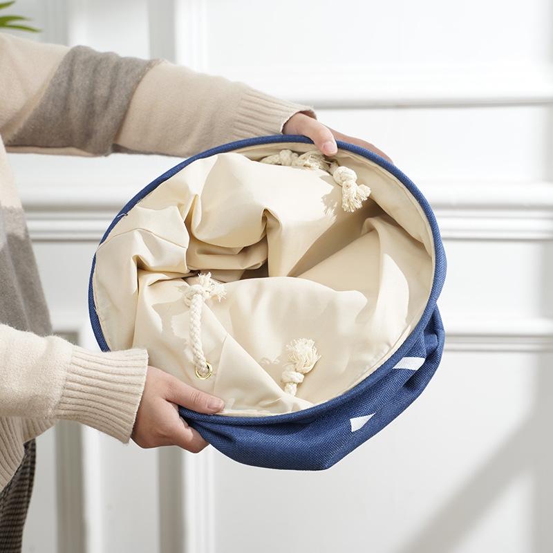 Modern Simple Thick Hemp Rope Handle Dirty Clothes Basket Foldable Storage Bucket Cotton Linen Storage Bucket Dirty Clothes Storage Bucket Application Scenario