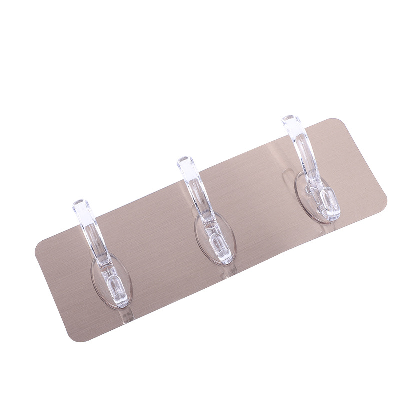 Brushed seamless three-row hooks, coat hooks, bathroom nail-free row hooks, kitchen hole-free hanging hooks, and strong wall adhesive hooks Item Picture
