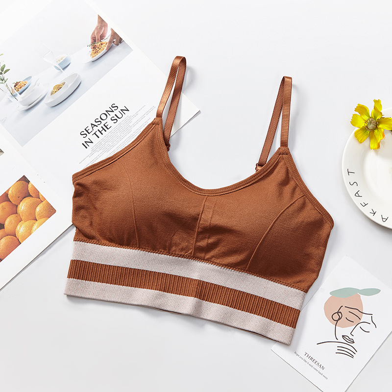 New seamless mid-length beauty back-wrapped chest thread sports anti-glare underwear women's vest adjustable shoulder strap bra undefined