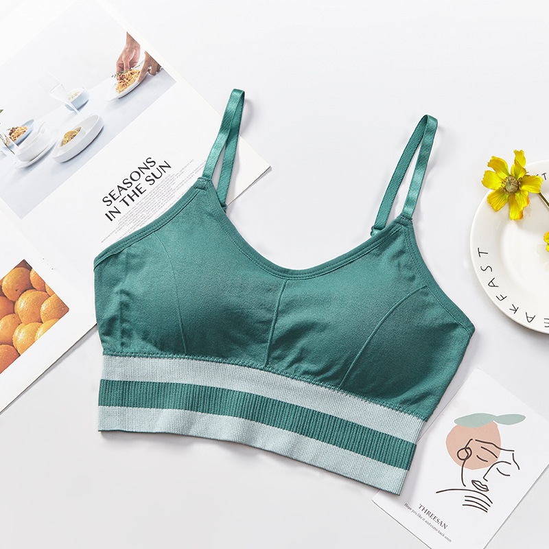 New seamless mid-length beauty back-wrapped chest thread sports anti-glare underwear women's vest adjustable shoulder strap bra undefined