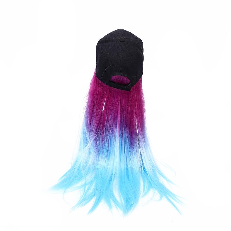 Wholesale black baseball caps, baseball caps, two-color dyed straight wigs, and custom-made curly two-color high-temperature silk wigs Specification image