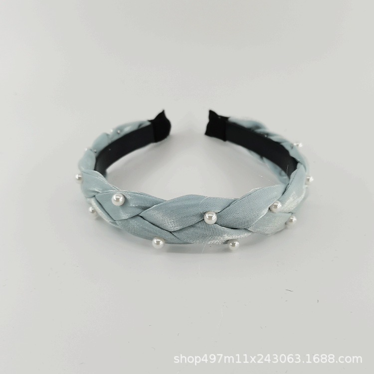 New Crystal Section Hand Braided Braid Head Hoop Fashion Simple Temperament Reed Manufacturers Direct Korean Nail Pearl details Picture