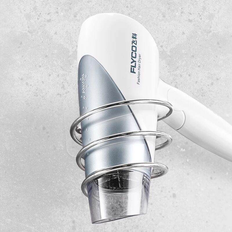 Seamless stainless steel small hair dryer stand, no need for drilling, wall-mounted hair dryer stand, household nail-free strong adhesive, bathroom Item Picture