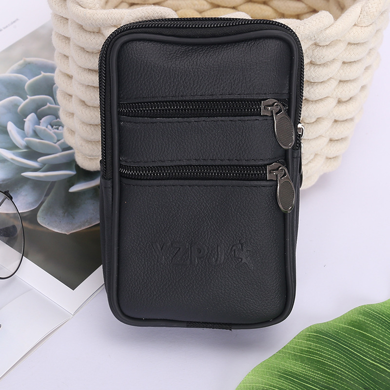 Manufacturers Wholesale Wear Belt New Business Mobile Phone Bag Male Multi-Functional Cowhide Vertical Waist Pack Change Key Wholesale undefined