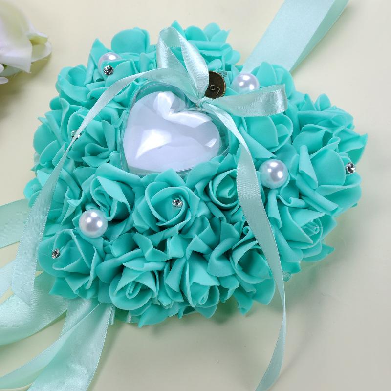 Cross-border foreign trade pe foam ring box, heart-shaped ring pillow, Western-style wedding supplies, rose pvc box packaging, hanging decoration details Picture