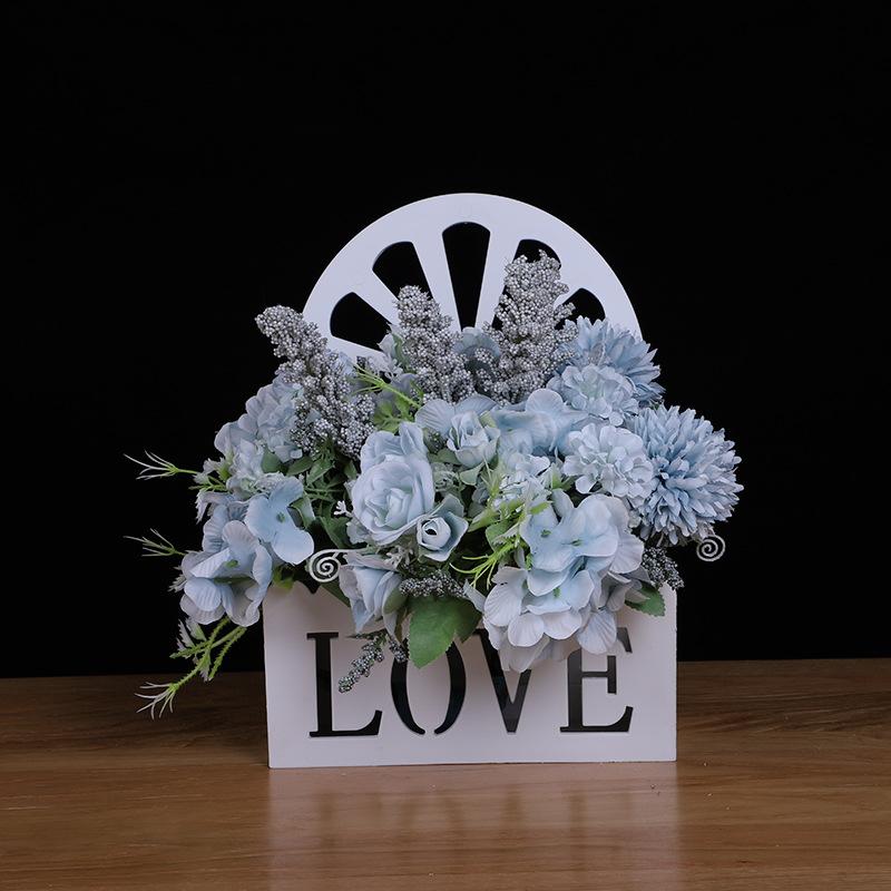 厂家供应塑料假花仿真花LOVE壁挂花篮墙壁装饰插花花盆产品图